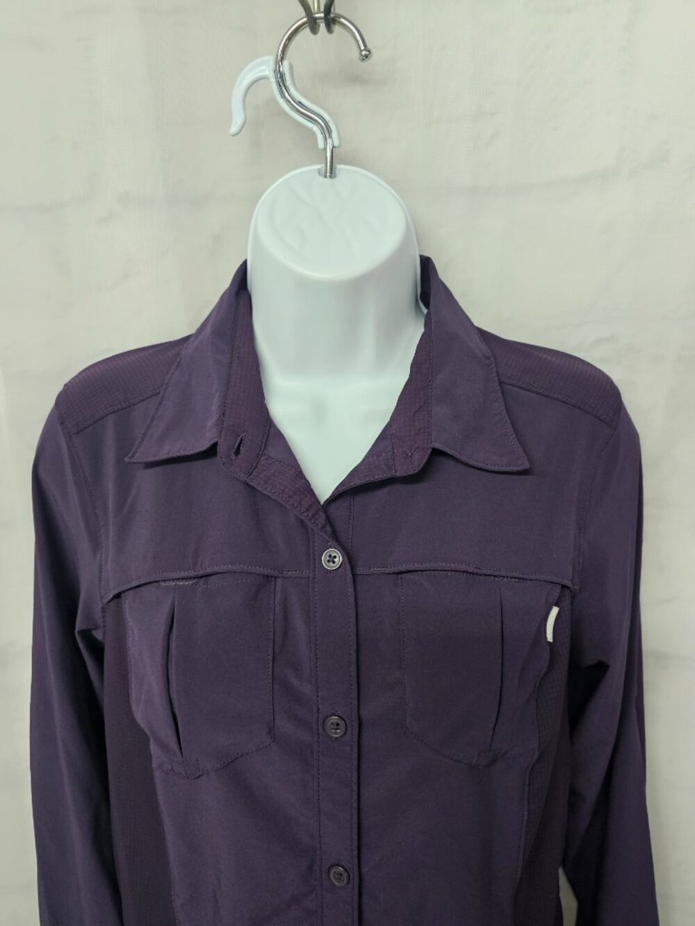Columbia Omni-Shade Blouse Purple Button Up Roll Tab Gorpcore S - Picture 3 of 12
